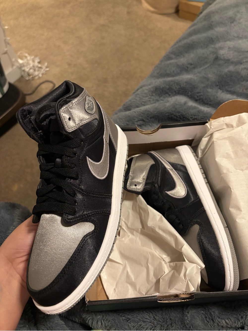 Nike Kids Air Jordan 1 Mid Black and Silver Sneakers